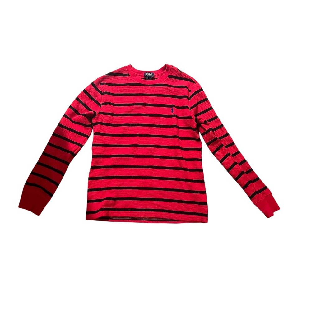 Polo Ralph Lauren Boys Long Sleeve Crew Neck Shirt Red/Black Striped L